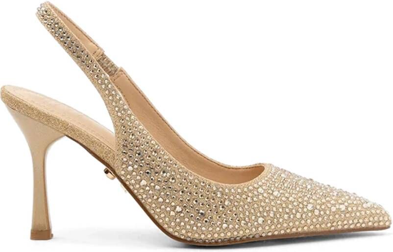 Twentyfour Beige Hakken Eindhoven Slingbacks met Kristallen