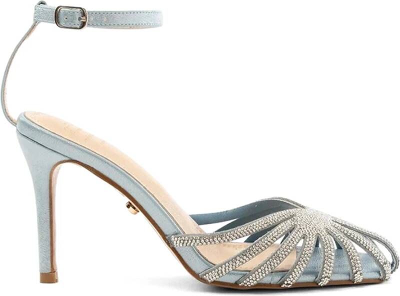 Twentyfour Heldere Blauwe Juweel Sandaal met Strass