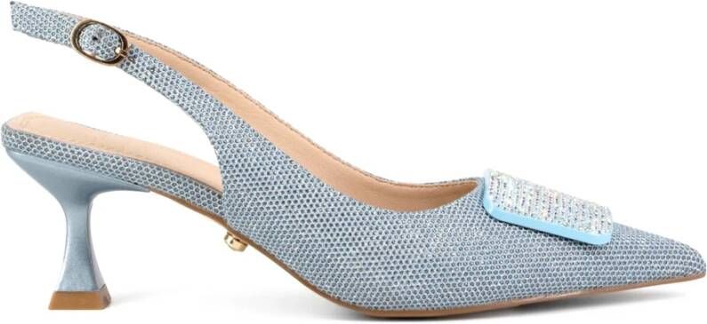 Twentyfour Kristallen Gesp Slingback Helder Blauwe Hakken