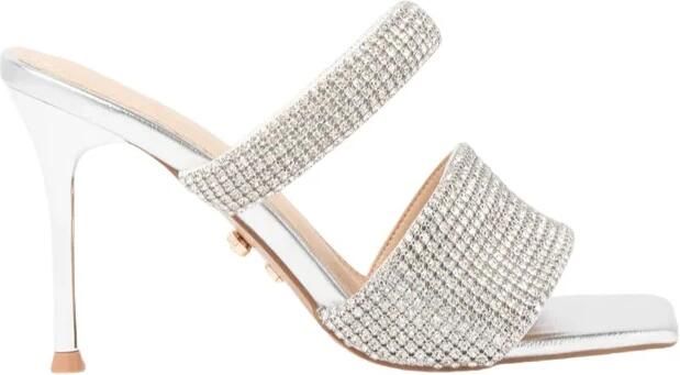 Twentyfourhaitch Scarpa Argento Mule con doppio listino gioiello