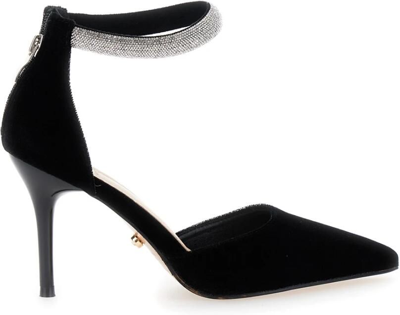 Twentyfour Zwarte Juweelband Stilettohak Pumps