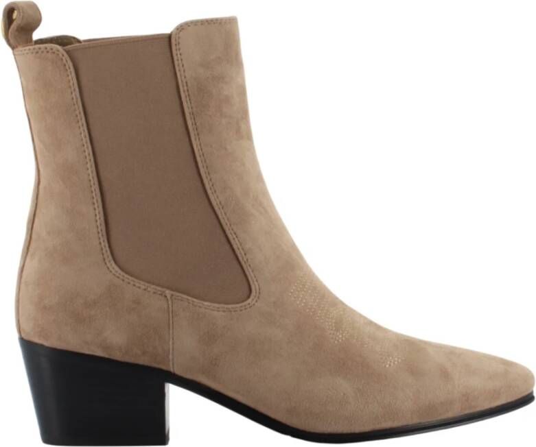 Twinset Beige Suède Leren Enkelboot