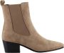 Twinset Beige Suède Leren Enkelboot - Thumbnail 1