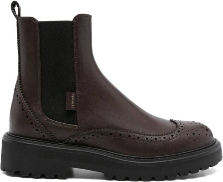 Twinset Bruine Enkellaarzen Stijlvolle Damesschoenen