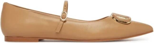 Twinset Camel Leren Mary Jane Ballerina's
