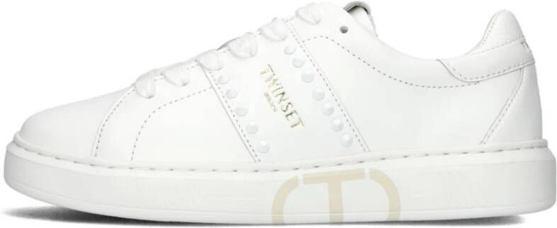 TWINSET MILANO Lage Sneakers Dames 241tcp014 Maat: 40 Materiaal: Leer Kleur: Wit