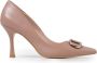 Twinset Leren Instap Hakken met Metalen Gesp Brown Dames - Thumbnail 1