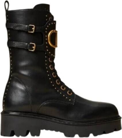 Twinset Leren Laarzen Studs 39 Black Dames