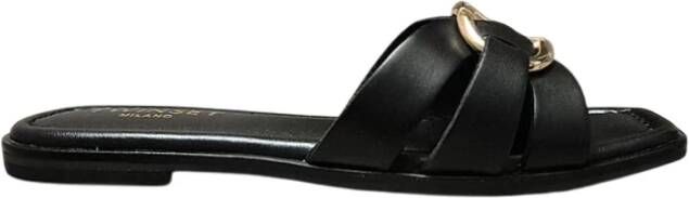 Twinset Leren Slidesandalen met Ovaal Detail