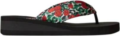 Twinset Platform Flip Flops met Bedrukte Banden Pink Dames