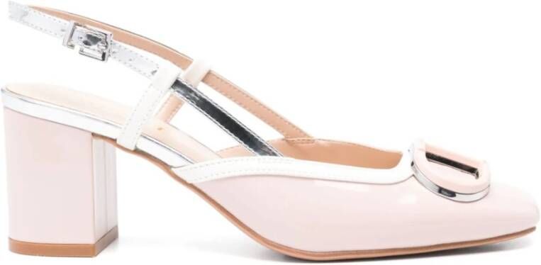 Twinset Roze Slingback Sandalen met Logo Plaque