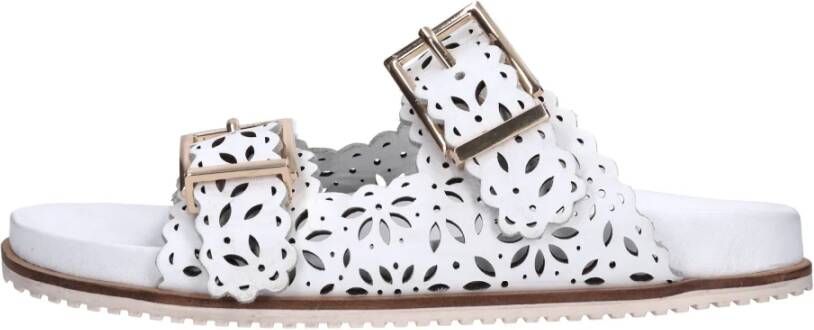 Twinset Witte Laser-Gesneden Leren Hak Sandaal White Dames