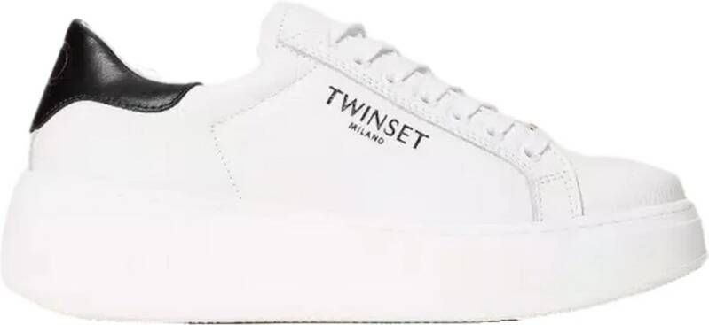 Twinset Witte Leren Platform Sneakers White Dames