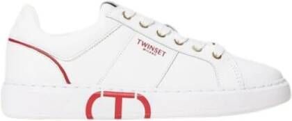 Twinset Essentiële en vrouwelijke sneakers met Oval T-logo White Dames