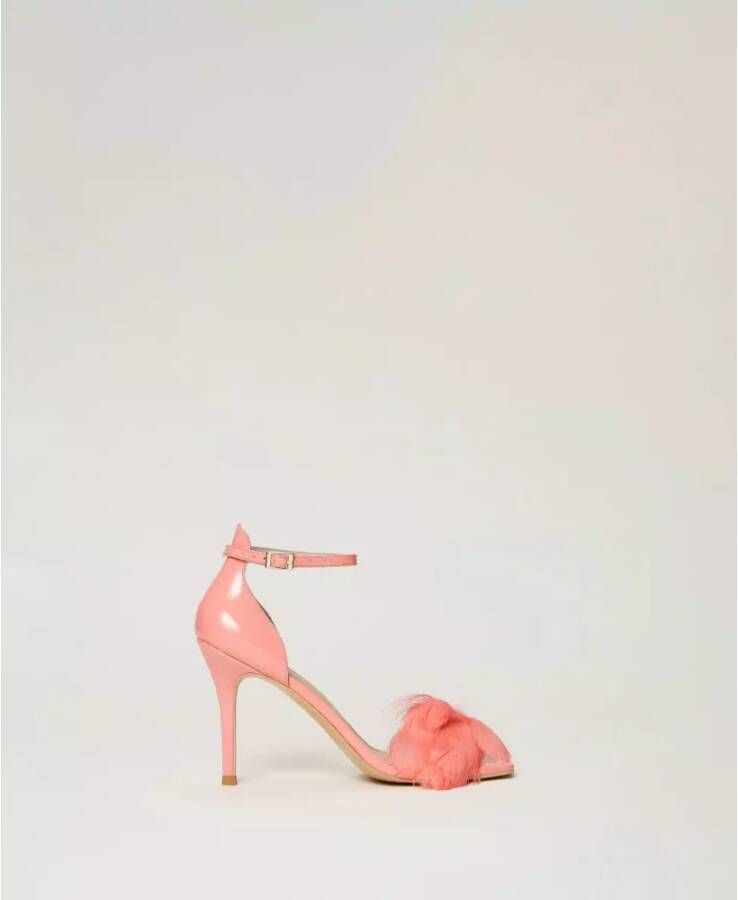 Twinset Tropische Roze Veer Sandaal Pink Dames