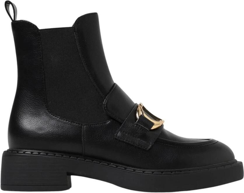 Twinset Chunky Heel Gold Buckle Enkellaarsjes