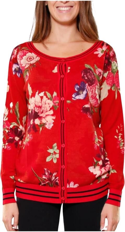 Twinset Gedrukte wollen cardigan met gestreepte boorden