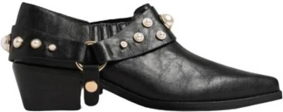 Twinset Leren Laarzen met Parelversiering en Afneembare Band