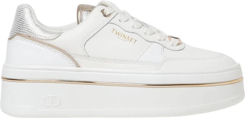TWINSET MILANO Lage Sneakers Dames 251tcp014 Maat: 40 Materiaal: Leer Kleur: Wit - Foto 4