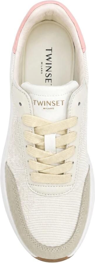 Twinset Sneakers laag 'fabric sneakers with floral embroidery' wit
