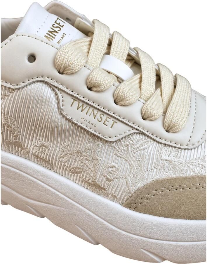 Twinset Sneakers laag 'fabric sneakers with floral embroidery' wit - Foto 2