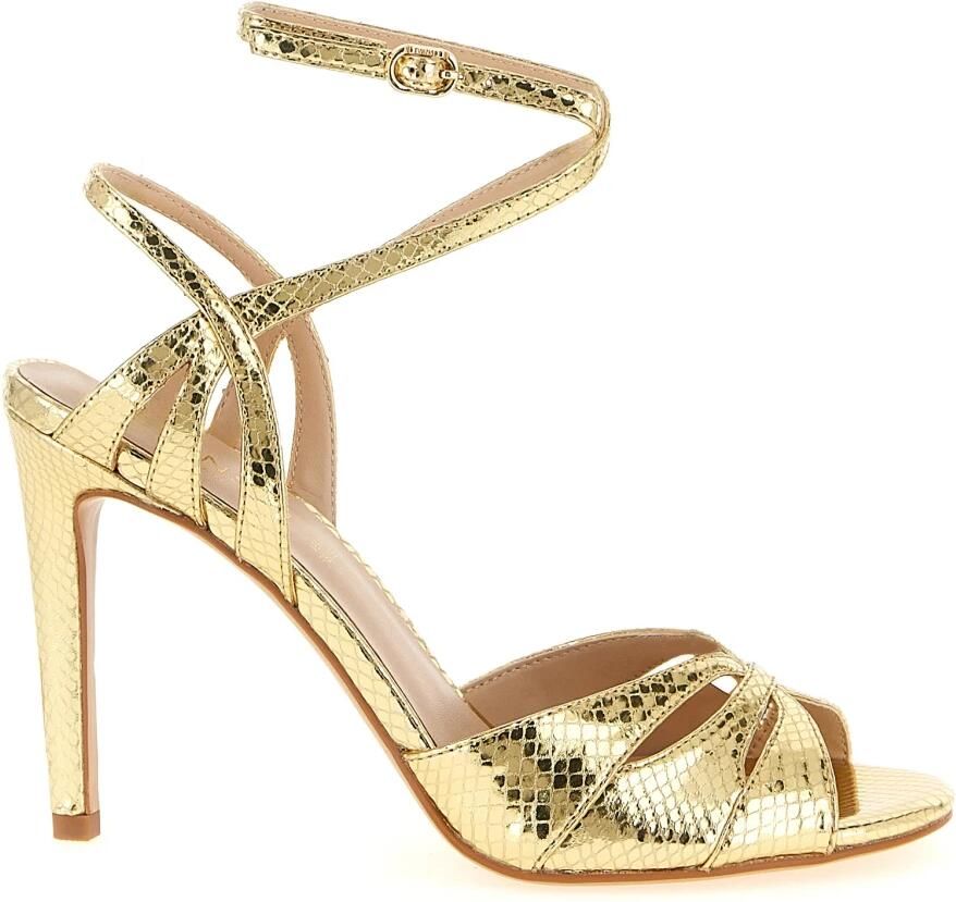 Twinset Sandalen van gelamineerd leer met print