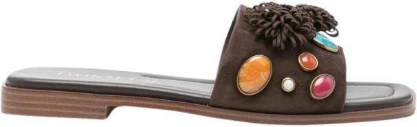 Twinset Suede Slide Sandals