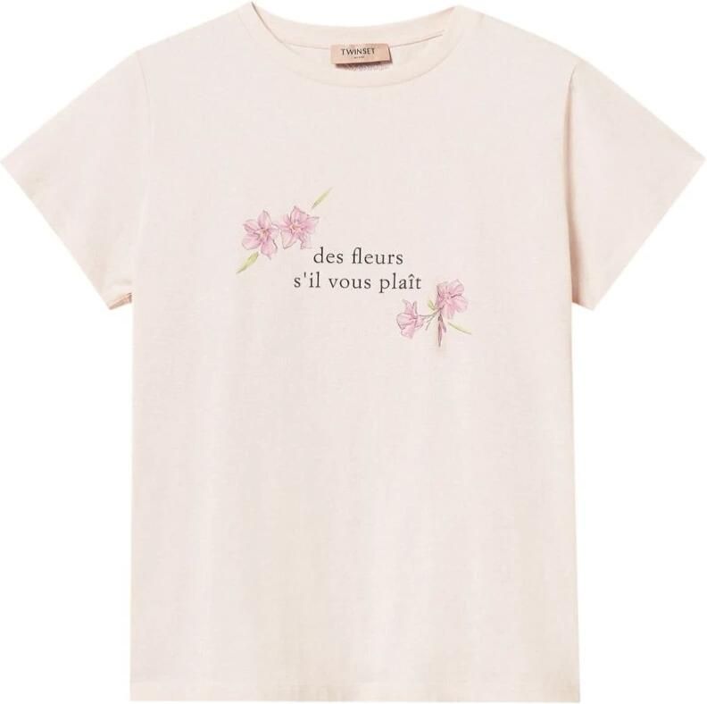 Twinset T-shirt met ronde hals korte mouwen en sloganprint