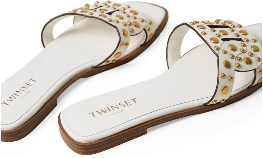 Twinset Witte Stud Sandalen Vierkante Neus