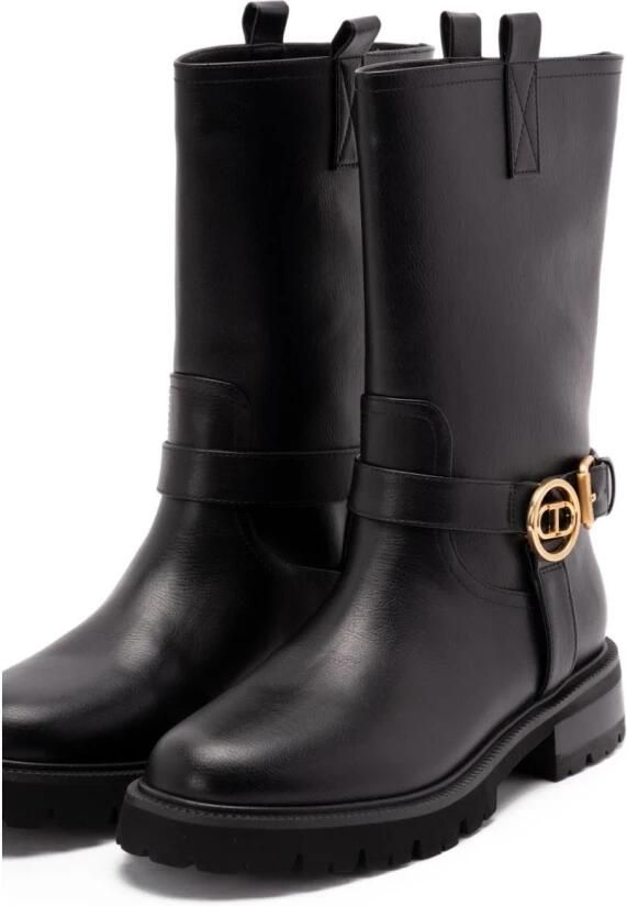 Twinset Zwarte Zijde & Nylon Laarzen