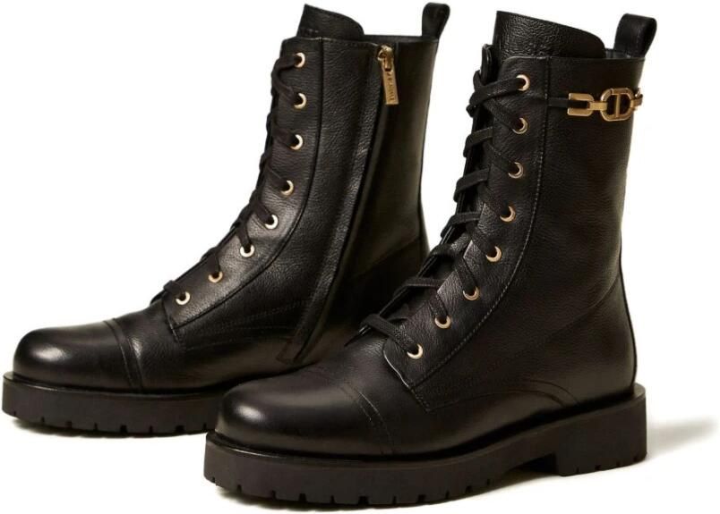 Twinset Zwarte Zijde & Nylon Laarzen