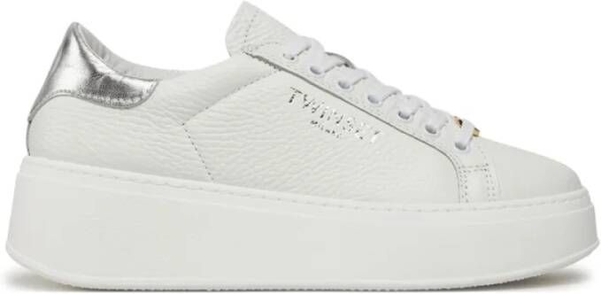Twinset Witte Leren Platform Sneakers White Dames