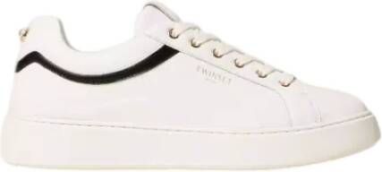 Twinset Witte leren sneakers met zijdetail