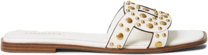 Twinset Witte Stud Sandalen Vierkante Neus