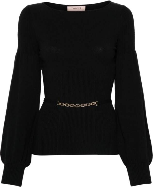 Twinset Zwarte Gebreide Boothals Ballonmouw Sweaters