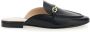 Twinset Zwarte Leren Logo Plaque Muilen Black Dames - Thumbnail 1