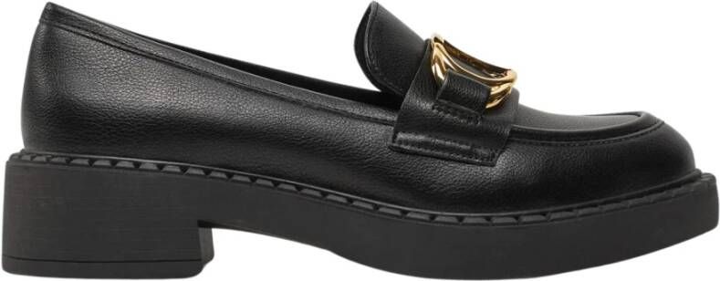 Twinset Zwarte platte mocassins met rubberen zool Black Dames