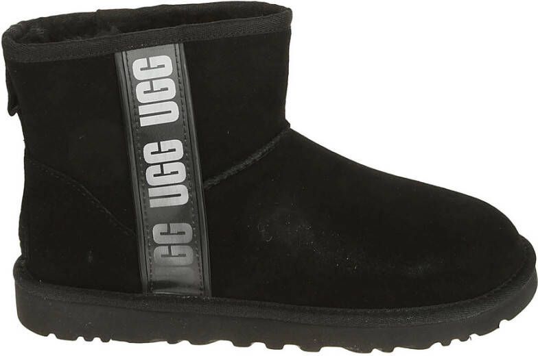 Ugg Klassieke Mini Side Logo Enkellaarzen Black Dames