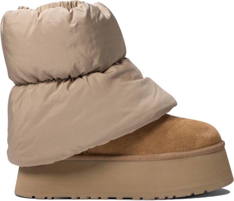 Ugg Klassieke Mini Dipper Puffer Platform Laars Beige Dames