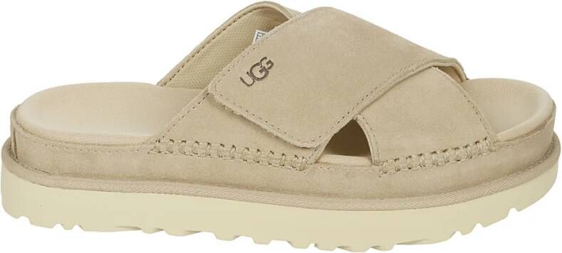 Ugg Beige Suède Kruis Sandaal Brown Dames