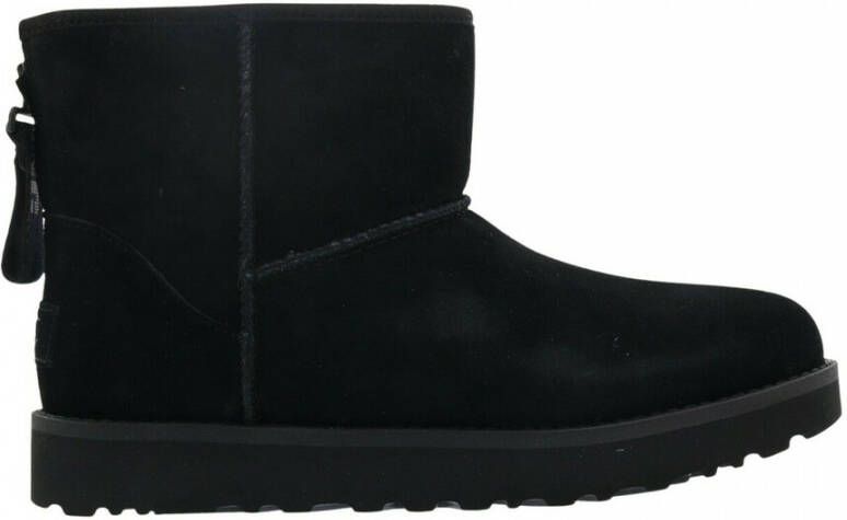 UGG Vachtlaarzen Dames W Classic Mini Logo Zip Maat: 36 Materiaal: Suède Kleur: Zwart - Foto 3