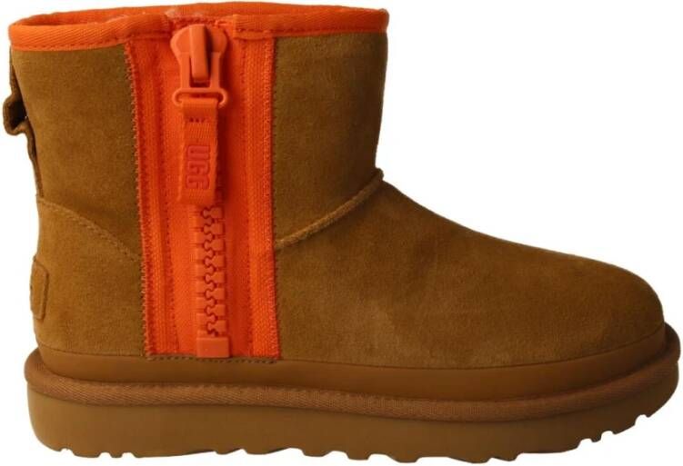 Ugg Dames Classic Mini Zip Tape Logo Winterlaarzen Beige Dames