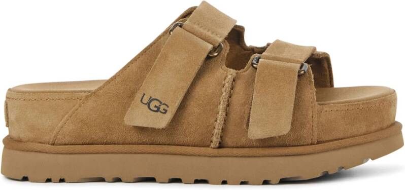 Ugg Kastanje Suède Sandalen Amandel Teen Beige Dames