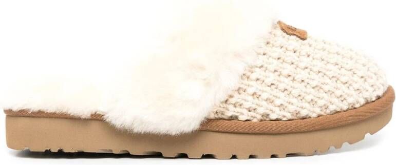 Ugg Comfortabele Gebreide Schapenvacht Instappers Beige Dames