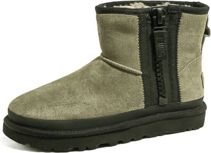 Ugg Dames Classic Mini Zip Tape Logo Winterlaarzen Aw23 Green Dames