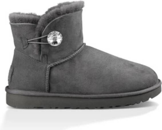 Ugg Grijze Platte Schoenen met Swarovski Kristal Knop Gray Dames