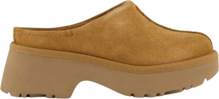 Ugg Bruine Suède Sandalen met Dubbele Naad Details Brown Dames