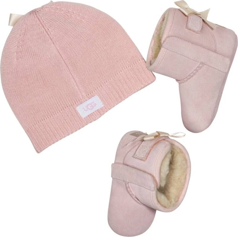 Ugg Jesse Bow ll babyschoentje van suède met muts in giftset - Foto 4