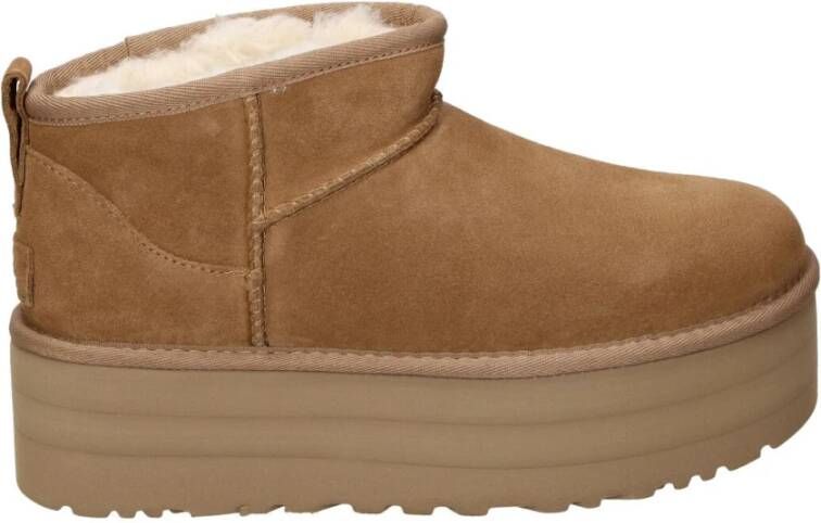 UGG Vachtlaarzen Dames W Classic Ultra Mini Platform Maat: 37 Materiaal: Suède Kleur: Cognac - Foto 7
