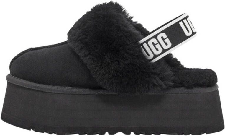 Ugg Zwarte suède en wollen slipper sandaal met 5 cm sleehak Zwart Dames